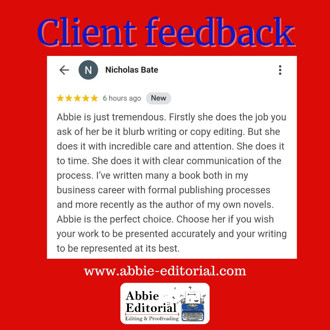 Delighted with this client feedback from Nicholas Bate.

#BookEditor
#WritingCommunity