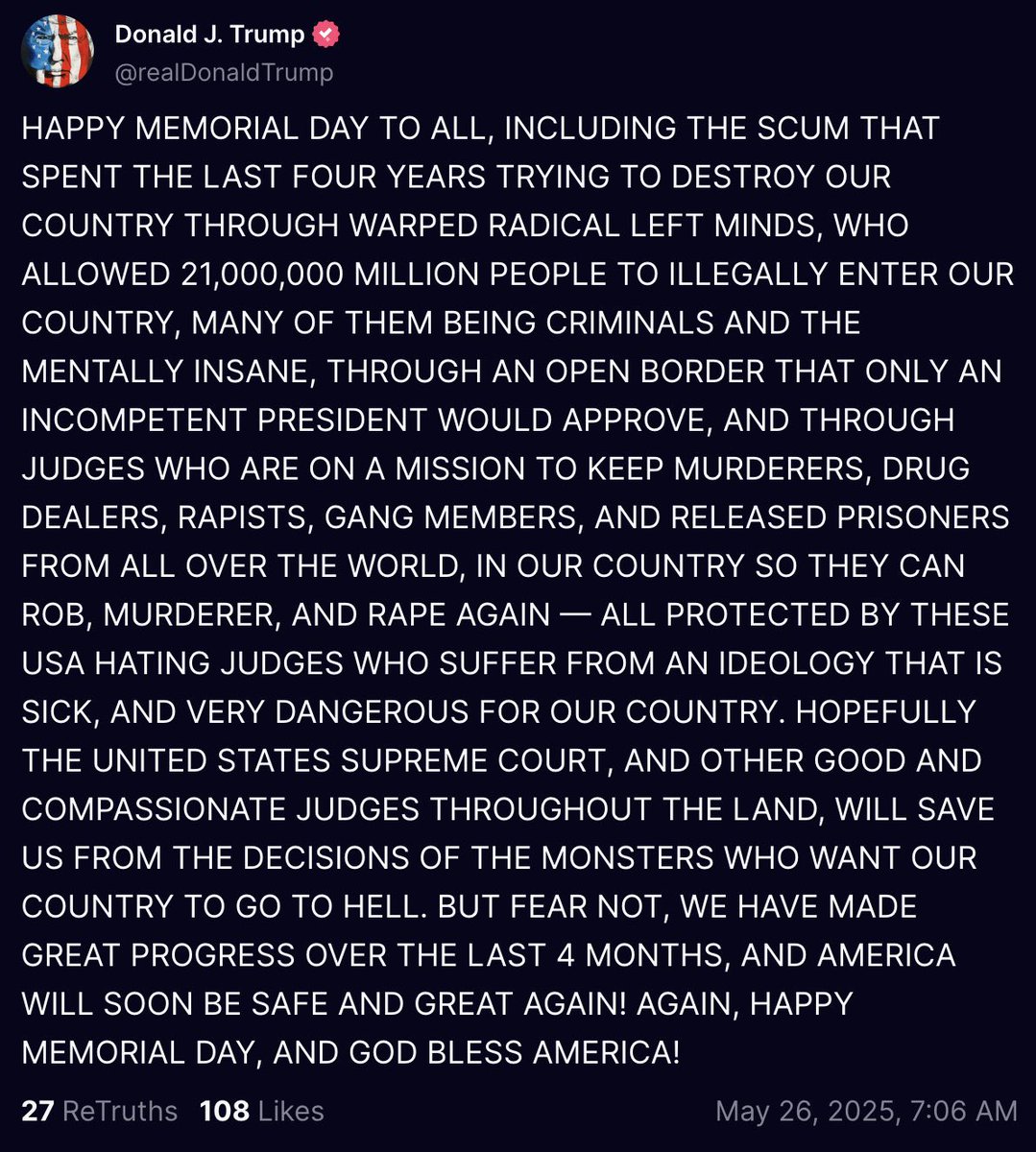 Franepiers's tweet photo. Dog shit president. Just a completely unhinged rambling bipolar grandma https://t.co/1RmrEKtvFq