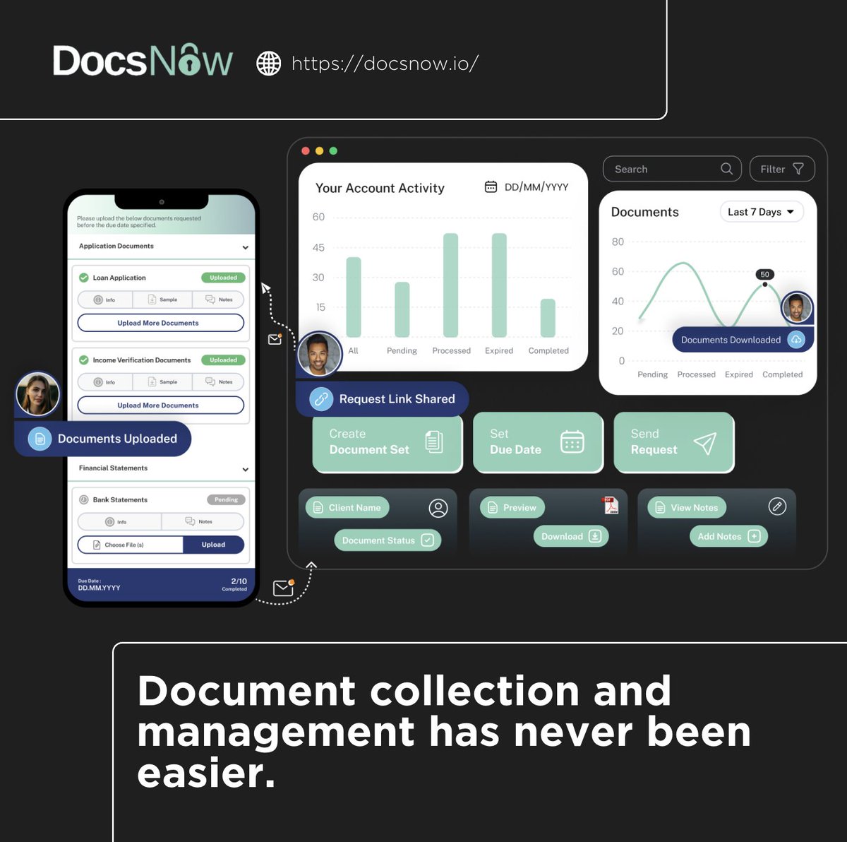 DocsNowio's tweet photo. Can you afford document collection slowing you down?

DocsNow lets you request, receive and manage business-critical files, all from one dashboard💼

Fast. Secure. Organized. https://t.co/DCXGOoSY1A