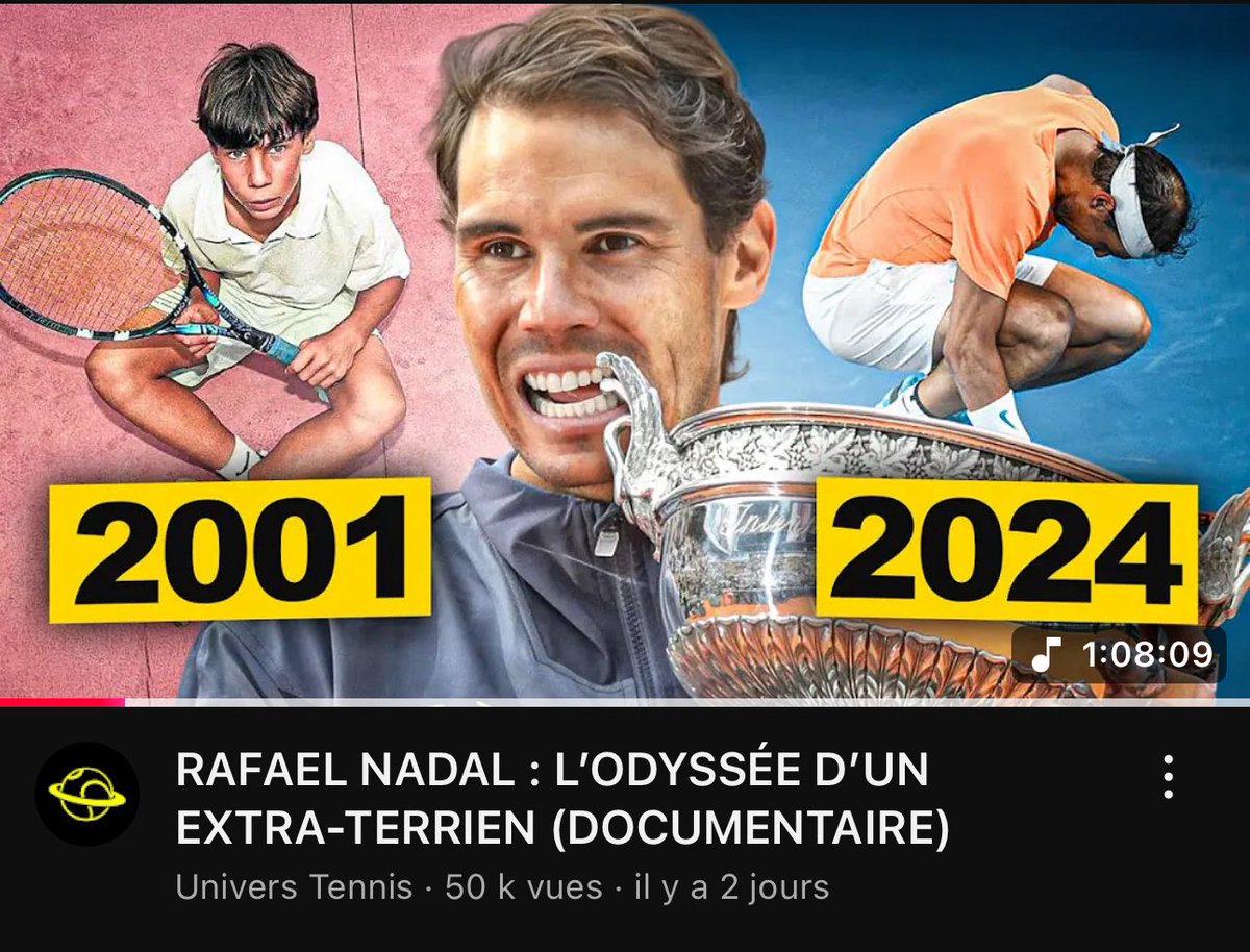 Un peu plus de deux jours après la sortie du documentaire Univers Tennis sur Rafael Nadal, vous êtes déjà plus de 50.000 à l’avoir regardé sur YouTube. 🤯

Merci pour votre présence au rendez-vous sur cette première vidéo. 💛

Alors, qu’est-ce que vous en avez pensé ? 🎬