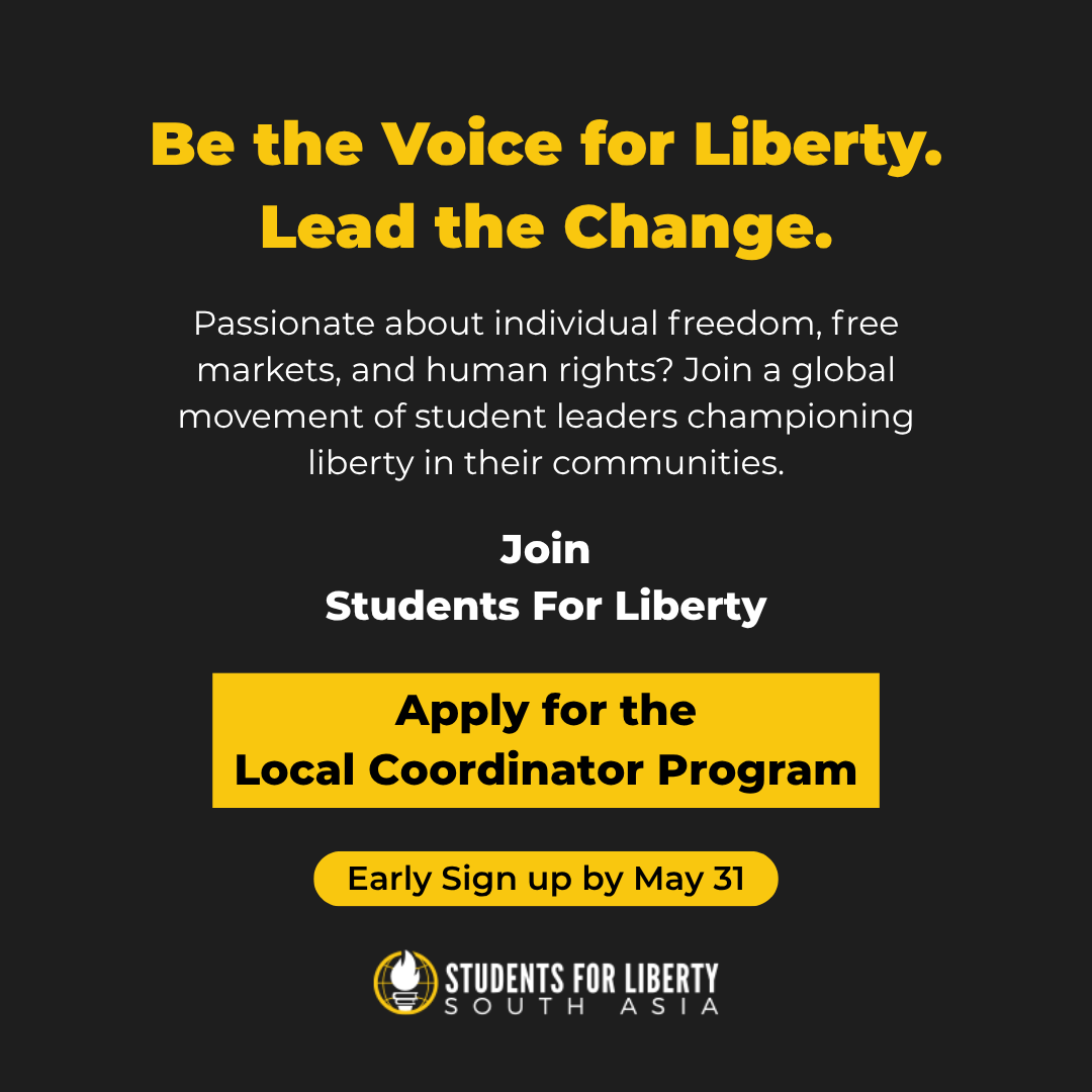 sflnepal's tweet photo. Interested in participating in discussions on liberty?

Apply for Student For Liberty’s Local Coordinator Program today. 

🌐 https://t.co/yaztCY4WGQ

#StudentsForLiberty #Liberty #Leadership #SouthAsia https://t.co/QSc9DpbykD