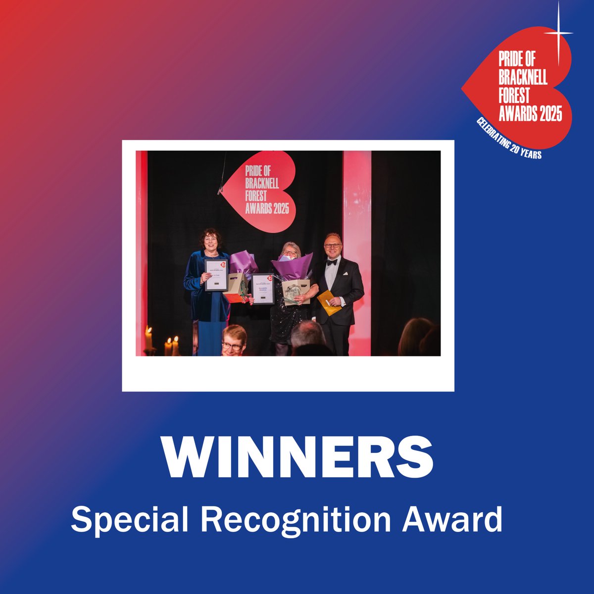 👏 Congratulations to Bernadette Dunstone and Liz Cook, both winners of the 2025 Special Recognition Award for their incredible service to the #BracknellForestCommunity!

🙏 Thanks to AB Walker for sponsoring.

Read more here: okt.to/G59Xw6 #Celebrating20YearsOfPoBFA