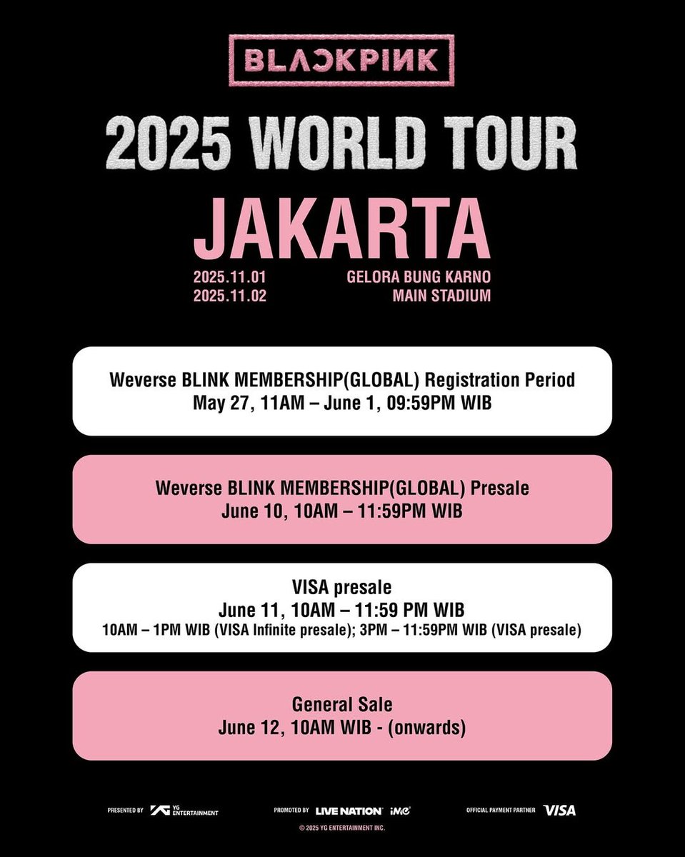 CorporateTT's tweet photo. OPEN JASTIP / JASWAR BLACKPINK 2025 WORLD TOUR JAKARTA !!! 

350K/Tix (Nego)  

✅No DP  
✅Pakai Data Sendiri  
✅Free Booking Slot
✅Tidak Perlu Bayar Jika Tidak Dapat

#blackpink #jastip #blackpinkworldtour2025 #jaswar https://t.co/ICTgqvOeLZ