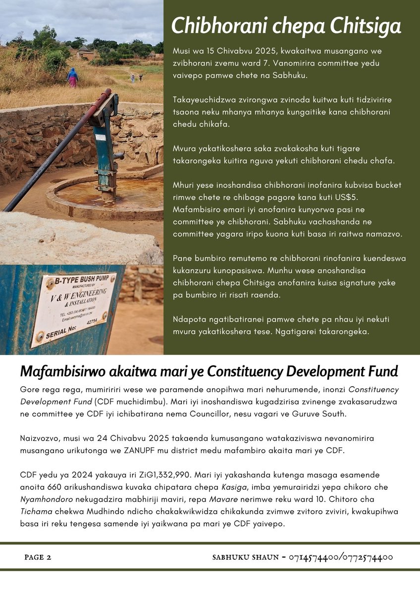 ChitsigaFarm's tweet photo. In our village, this is how information is shared. Each of the 45 households gets this monthly bulletin in print delivered to their doorstep and explained to them. The bulletin serves as a notice for the monthly village assembly. Our village affairs are conducted transparently. https://t.co/CYlif1dMNL