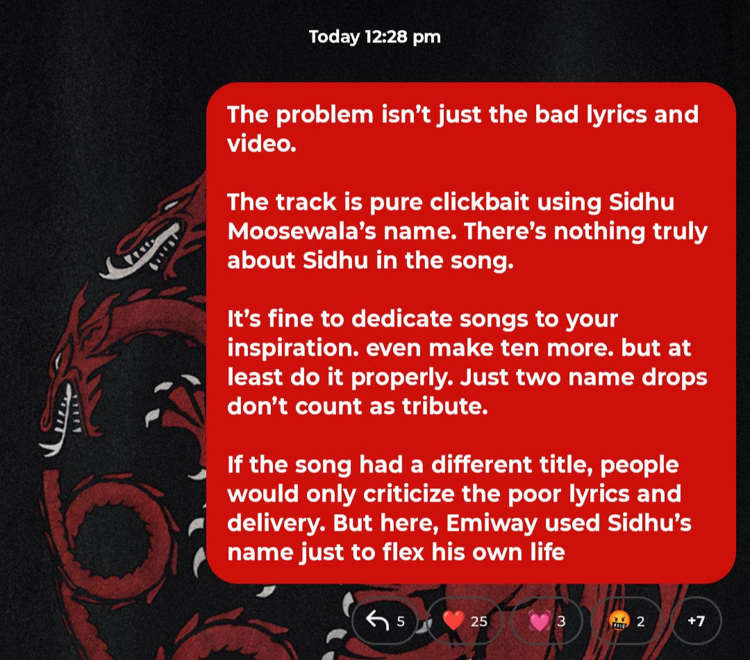 Karan made a tribute, leaked it, and never talked about it again.
Raftaar got a SMW tattoo and asked every page that covered it to delete the post.

Meanwhile, Emiway is about to perform this clickbait song at the IPL for promotion, spending money.