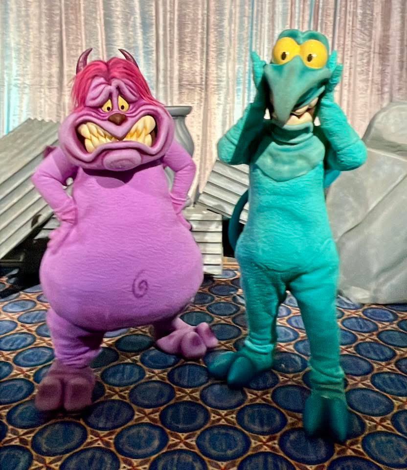 Pain, Panic &amp; Sebastian came out for a media event yesterday in Walt Disney World. They are representing “The Little Mermaid - A Musical Adventure'” and “Disney Villains: Unfairly Ever After” which are starting this week at Disney’s Hollywood Studios. ✨💫
Credit: <a href="/Doctor_Disney/">Doctor Disney</a>