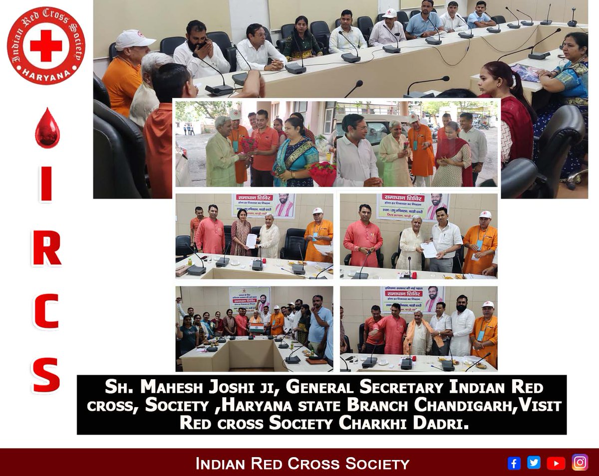RedHaryana's tweet image. Sh. Mahesh Joshi ji, General Secretary Indian Red cross, Society ,Haryana state Branch Chandigarh,Visit Red cross Society Charkhi Dadri.
#redcross #ircsharyana #helpforhumanity #recrossindia #redcrosssociety #blooddonation #redcross #needyoursupport #ircsharyana
