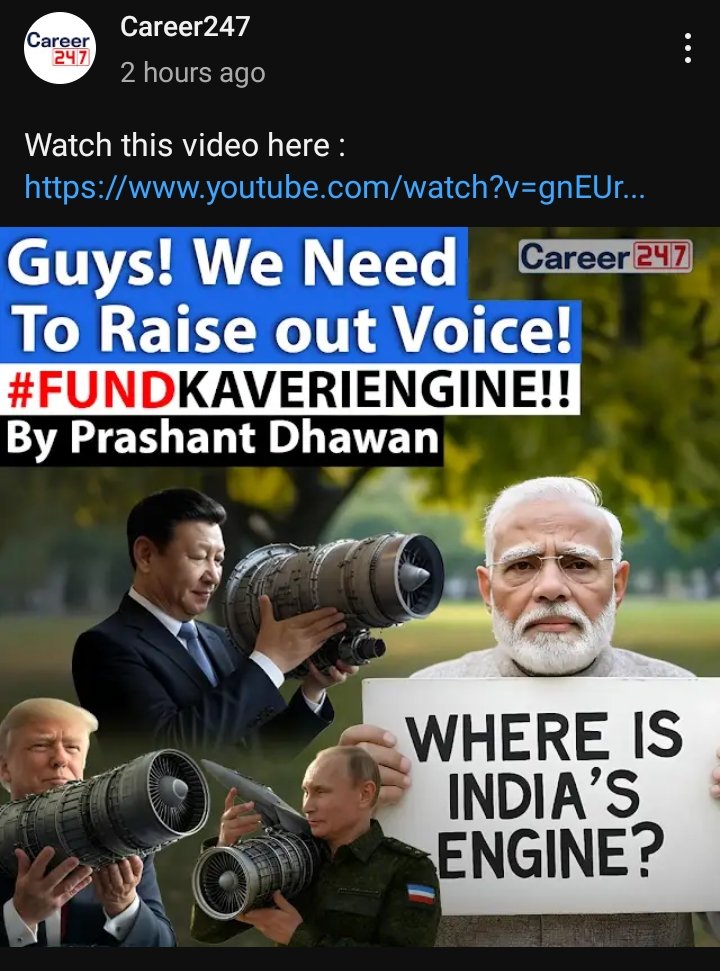 Digvijay_51's tweet photo. Guy's,  
PD 10 is Coming on full support on #FundKaveriEngine .
it's time to rise voice say #KaveriEngine 
#PrashantDhawan https://t.co/Gfpf8aY67a