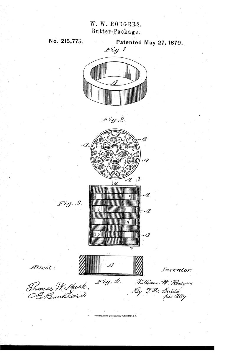 strelez105's tweet photo. May 27, 1879, patent for butter-package. The importance of the branding. Still relevant. #otd #patent https://t.co/sa0Uiruqo1