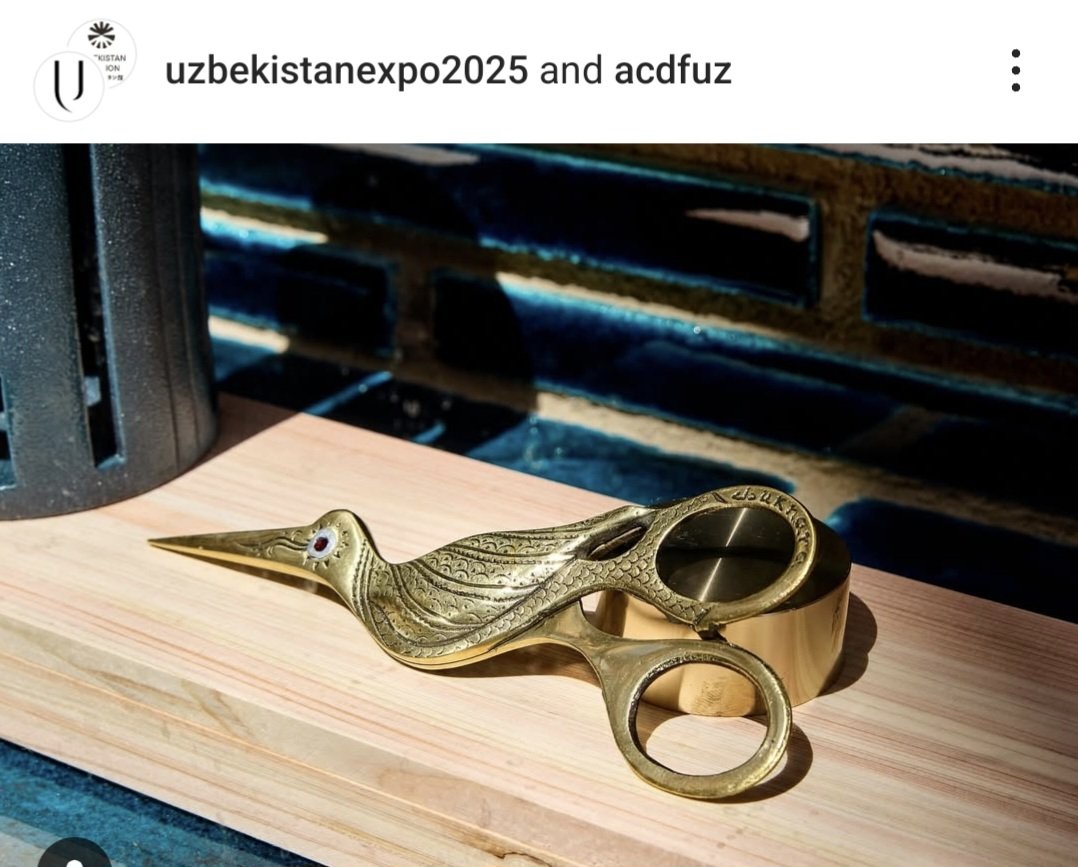 ウズベキスタン コウノトリのハサミ ゴールド ブハラ ケース付き セット