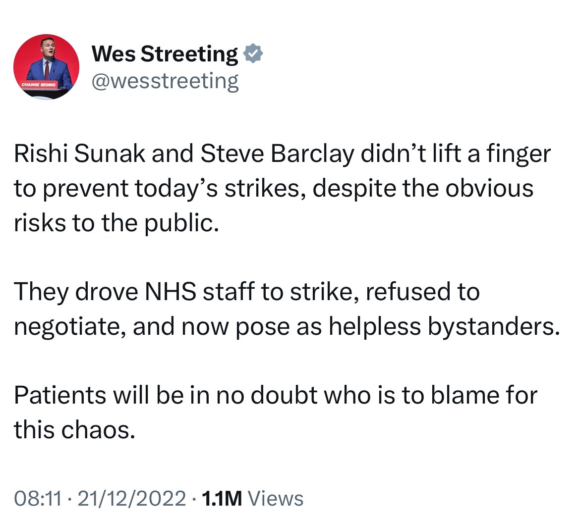 Vivek Trivedi (@_vivektrivedi) on Twitter photo Mr Streeting refuses to negotiate with <a href="/BMAResidents/">Resident Doctors</a>
Given he recognises the how unreasonable this is, and the inevitability of a ballot/ strike in that case, maybe if he got round the table and talked rather than posturing as he’s doing now, strike action could be prevented Mr Streeting refuses to negotiate with <a href="/BMAResidents/">Resident Doctors</a>
Given he recognises the how unreasonable this is, and the inevitability of a ballot/ strike in that case, maybe if he got round the table and talked rather than posturing as he’s doing now, strike action could be prevented