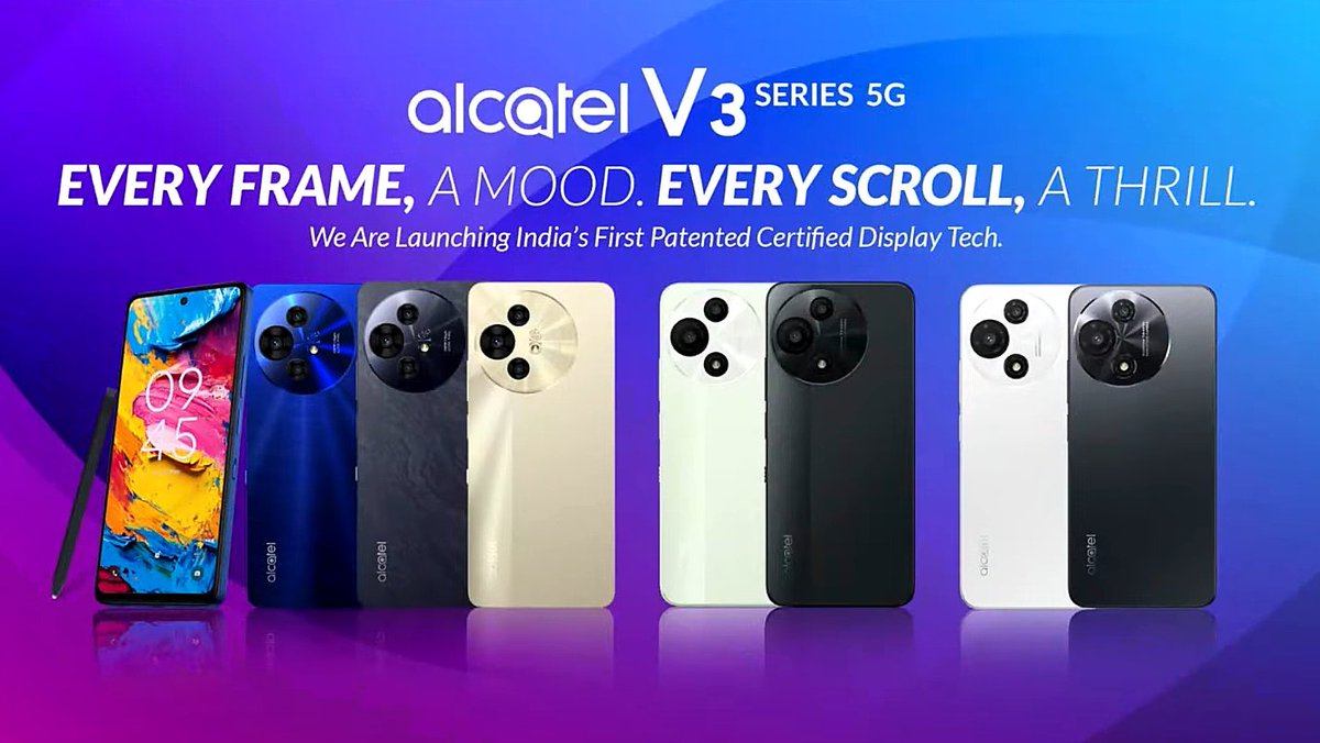 Mrtechauditor's tweet image. Alcatel launches 3 new phones to mark is comeback in India
- V3 Classic
- V3 Pro
- V3 Ultra

All of them are powered by #Dimensity6300 running on Android 15 with (3 + 4 years policy)

The V3 Pro and V3 Ultra comes with the signature NXTPaper display

#Alcatel #AlcatelV3Series