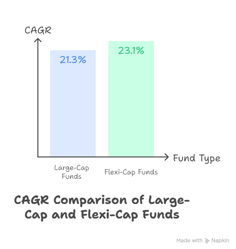 P_mallick's tweet photo. Flexi-cap funds vs. Large-cap funds: Which is the smarter bet for 5-year returns? 🤔 A recent analysis suggests flexi-caps might have an edge! Dive into the details to see why.

#Investment #MutualFunds #FlexiCap #LargeCap #PersonalFinance #niftyOptions https://t.co/gu47g3KaGX