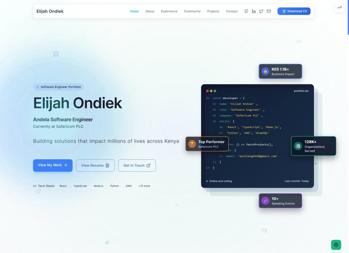Fresh look dropped 🔥. Don’t blink, you might miss the UX.

it's cleaner, meaner, and 40% more confusing.

elijah-ondiek.com

GitHub: github.com/elijahondiek/p…