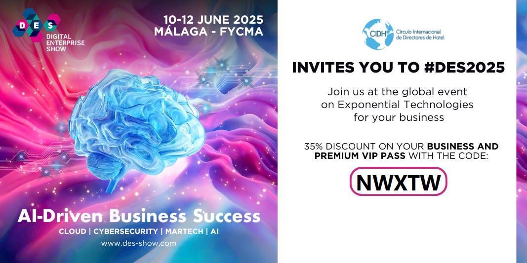 🚀 #DES2025, the leading B2B event on AI and Exponential Technologies, returns from June 10th to June 12th at Malaga, <a href="/Fycma/">Fycma</a>! As a partner of <a href="/DES_show/">#DES2026</a>, we’re offering you a 35% discount.

des-show.com/es/visitar/tic…
