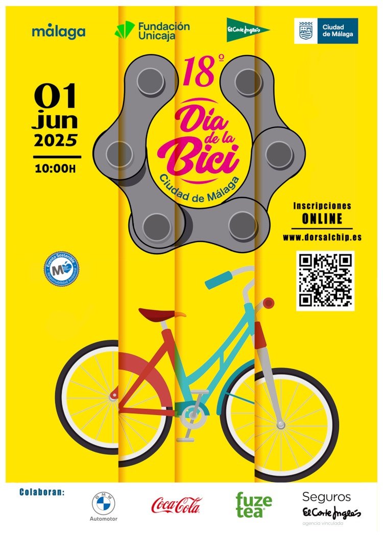 La XVIII edición del 'Día de la Bici 2025' se celebrará el domingo 1 de junio. La salida tendrá lugar en el Paseo del Parque a las 10:00h para la modalidad larga y a las 10:45h para la corta. Inscripciones disponibles en 👉 dorsalchip.es/carrera/2025/5…
