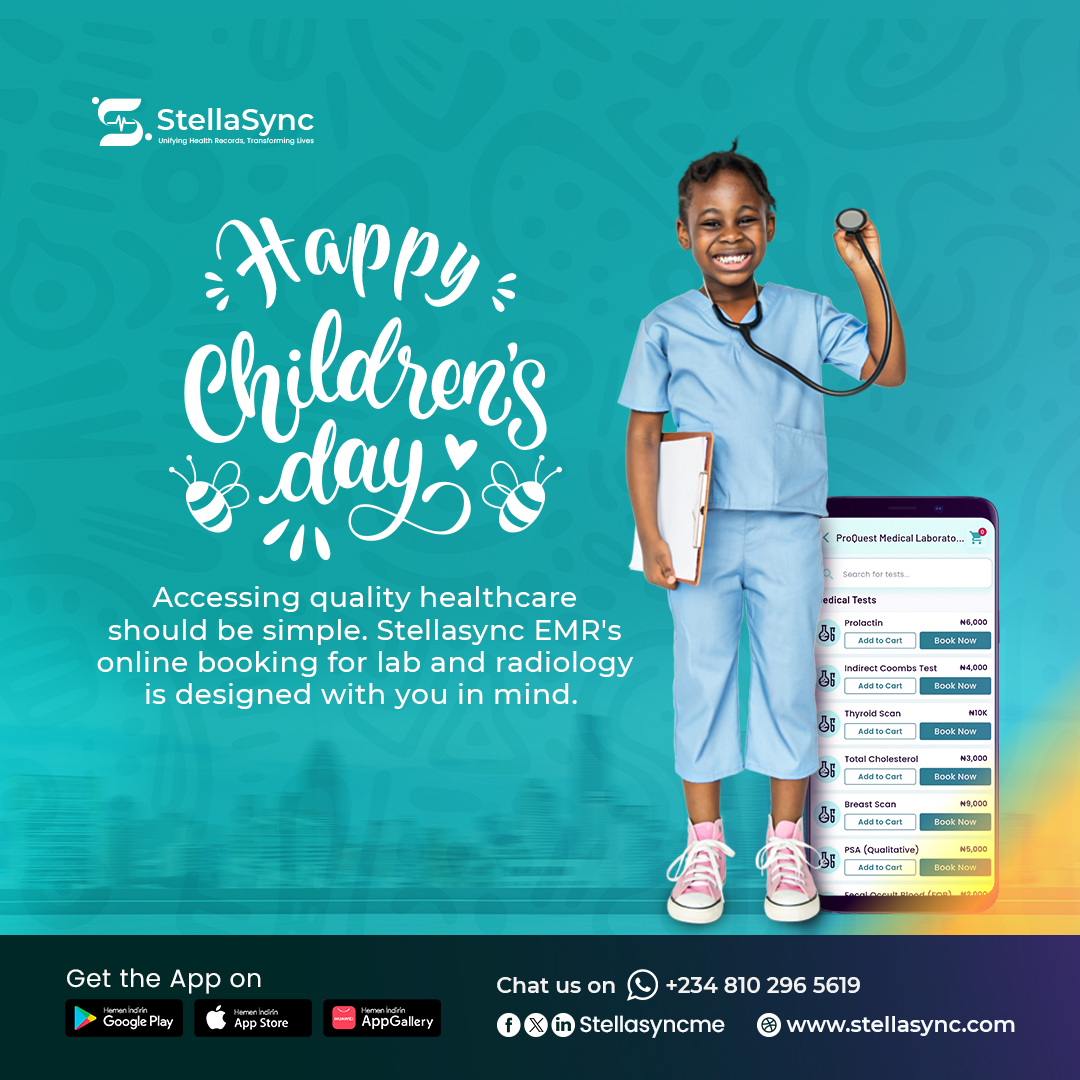 stellasyncme's tweet image. Here’s to raising healthier generations—together!

 Happy Children’s Day from all of us at StellaSync! 

#StellaSync #LabTestBooking #DigitalHealthcare #HappyChildrensDay #childrensdaycelebration