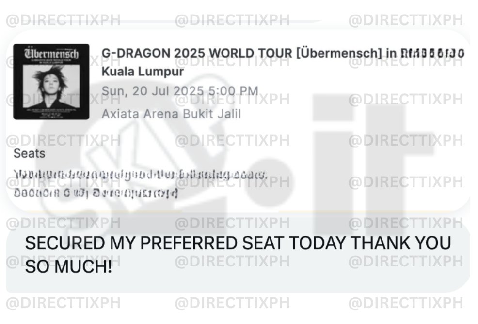 DirectTixPH's tweet photo. ✅G-DRAGON 2025 WORLD TOUR IN KUALA LUMPUR HLB PRESALE #GDRAGONinKL #DirectTicketsPH_proofs https://t.co/agxwPU1eMv