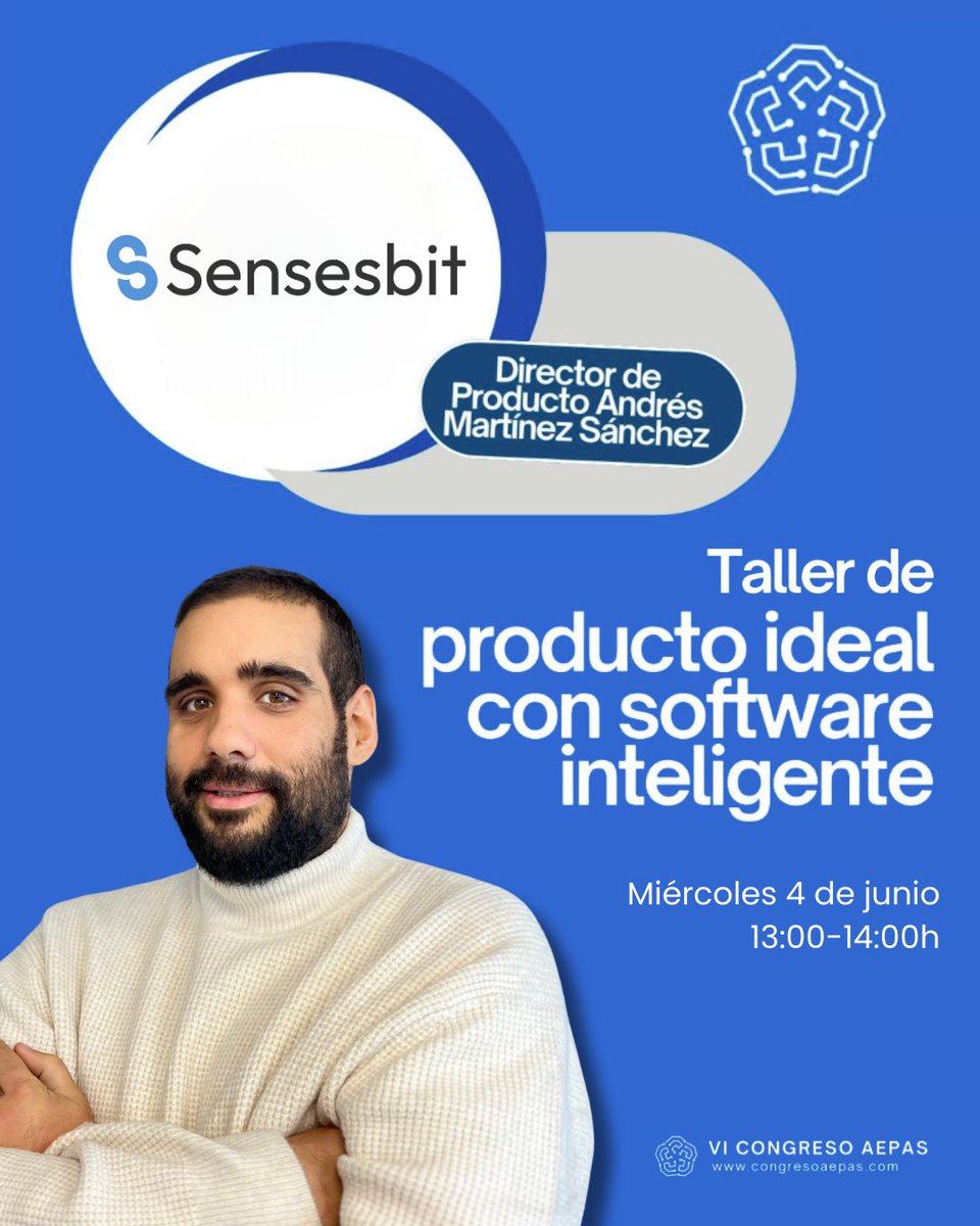 Sensesbit_'s tweet photo. ✨ The VI Congress of @AepaSensorial in Lugo is just around the corner!

📣  Our CPO Andrés, will lead the workshop on “Ideal Product with Intelligent Software” on Wednesday, June 4th, from 1:00 PM to 2:00 PM.

See you there! 💡 https://t.co/1tcLS1UDGK