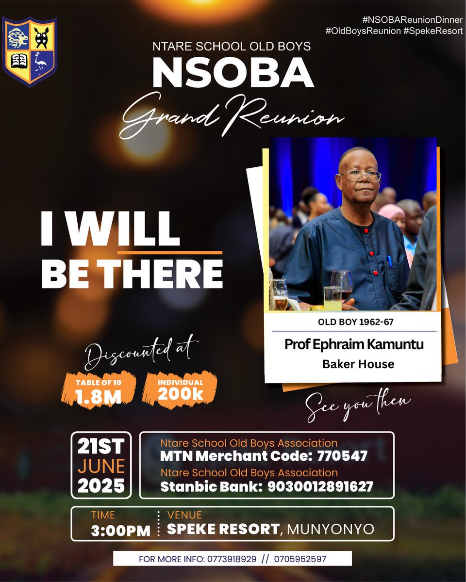 🍽️ The mood is Ntare Old Boys Dinner AT Speke Resort Munyonyo Kampala

👉🏽 The Real Question is Will You Be There? 👀

🦁 #OldBoysDinner #SpekeResort