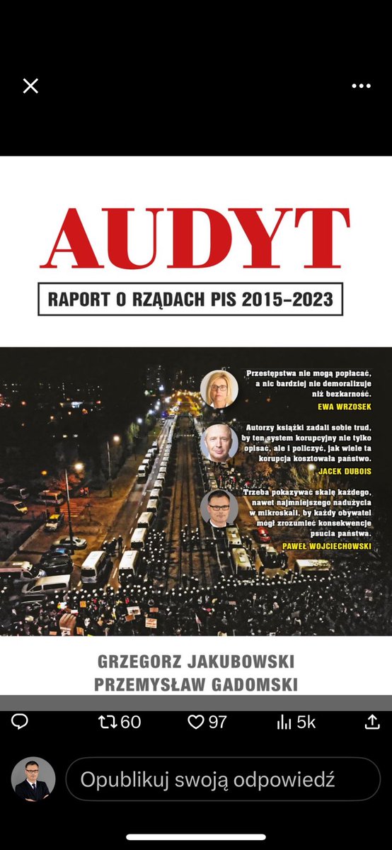 Główną stawką tych wyborów jest to czy ludzie którzy dopuścili się przestępstw niegospodarności, korupcji czy zwykłego złodziejstwa będę ułaskawieni… 😡 
dlatego ten raport warto przeczytać 

hognot.pl/books/audyt-ra…