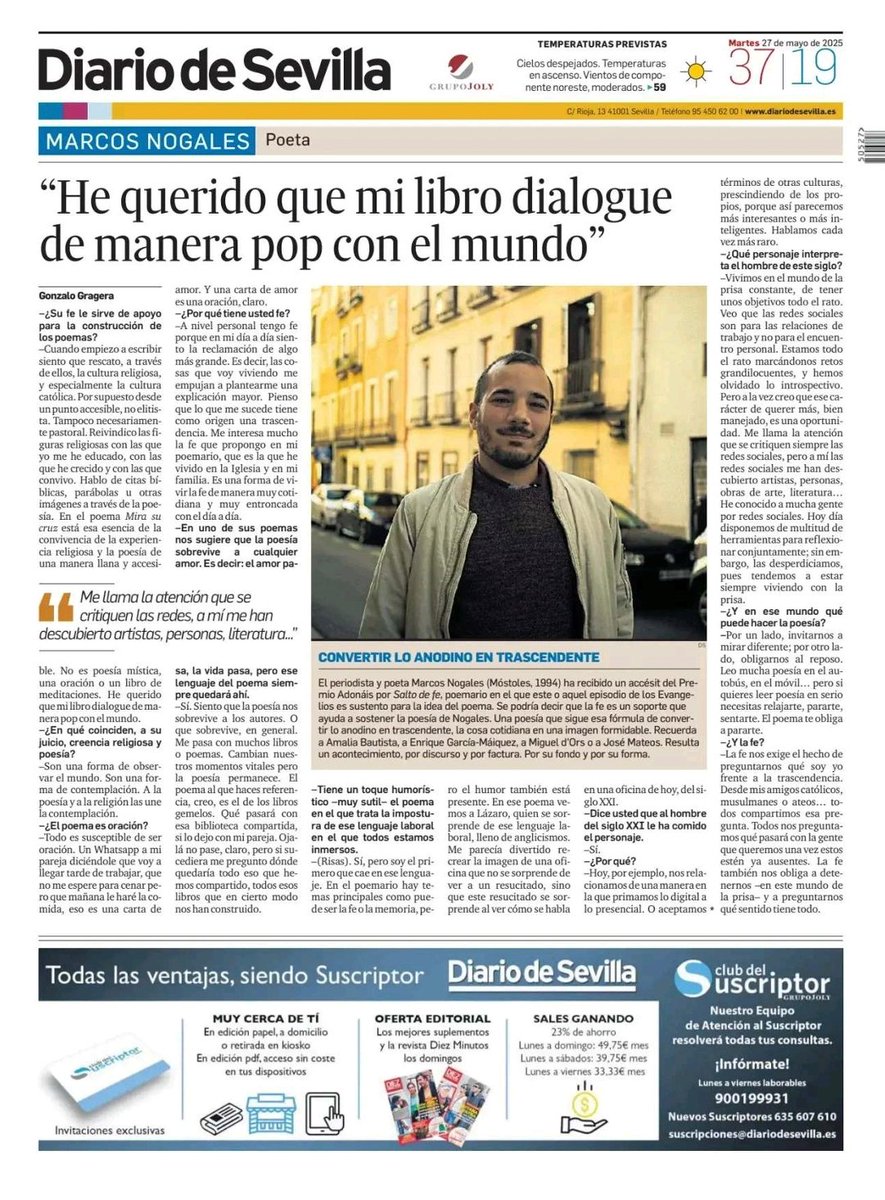 Marcos Nogales (@marcosnogales) on Twitter photo Agradecido a <a href="/Gonzalo_Gragera/">Gonzalo Gragera</a> por su lectura y por esta conversación sobre Salto de fe. 🪂 Agradecido a <a href="/Gonzalo_Gragera/">Gonzalo Gragera</a> por su lectura y por esta conversación sobre Salto de fe. 🪂