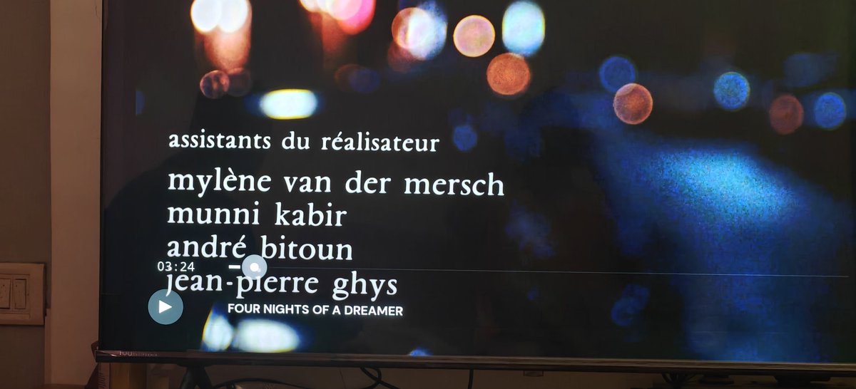Such a delight to come across this! #NasreenMunniKabir's name appearing under the assistant director credit of #RobertBresson's ' Four Nights of a Dreamer' ( currently on <a href="/mubi/">MUBI</a>) #Cinema