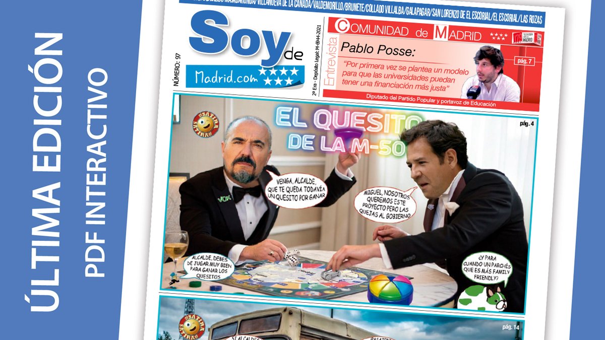 SoydemadridC's tweet photo. 📰Edición impresa 🗞️
Aquí tienes la última edición de SoydeMadrid que cubre las ciudades (Boadilla, Pozuelo, Majadahonda, Las Rozas, Villalba, Galapagar, San Lorenzo de El Escorial, El Escorial y Valdemorillo).

👉👉https://t.co/QTNdQP4dYJ https://t.co/RaD20vzFCj