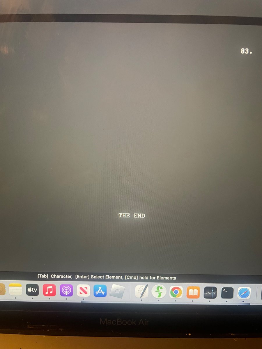 I haven’t done this in a long time - I just typed The End on a script I’ve been working on for years but shit got in the way - can’t say much about it yet cause not sure what I’m doing with yet but man that felt good!