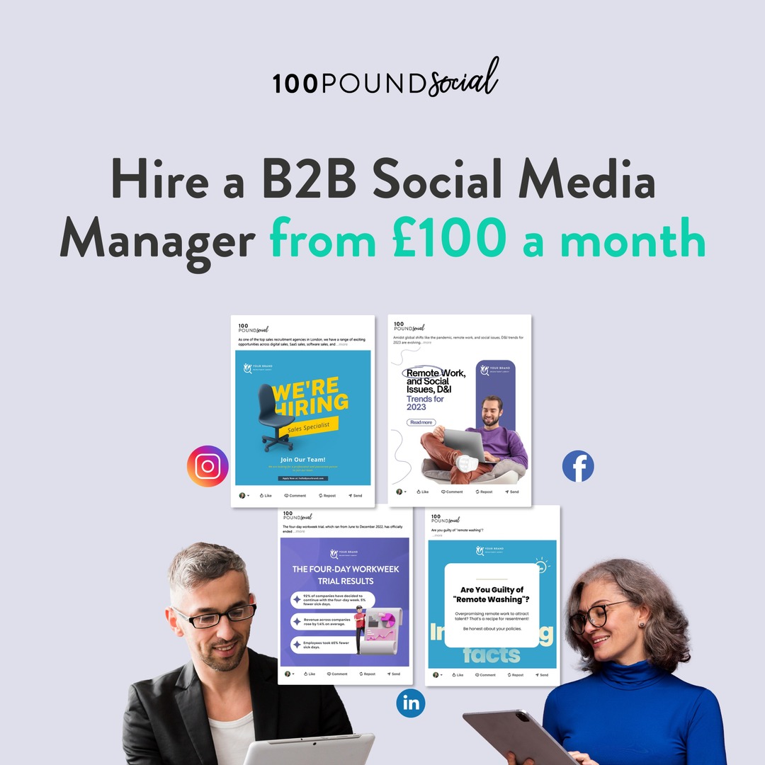 You wouldn’t rely on AI, so neither do we.

For just £100/mo, #100PoundSocial gives you your very own #B2B #SocialMediaManager &amp; UK-based content team who will learn your brand inside out &amp; create #EngagingContent for your business - so you don’t have to: heyor.ca/GLV6Gw