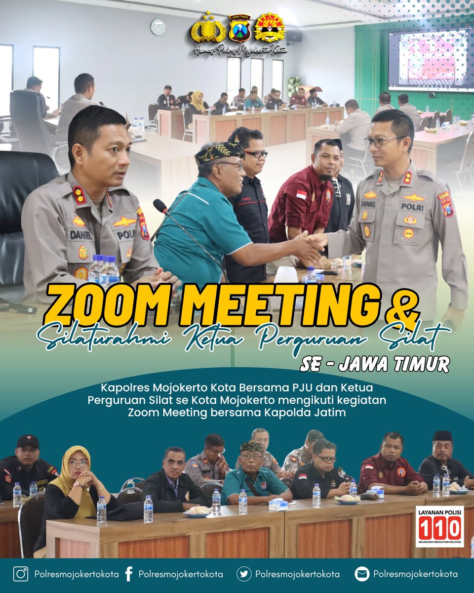 humaspralon's tweet image. Zoom Meeting &amp;amp; Silaturahmi Ketua Perguruan Silat
Se Jawa Timur

Kapolres Mojokerto Kota Bersama PJU dan Ketua Perguruan Silat se Kota Mojokerto mengikuti kegiatan Zoom Meeting bersama Kapolda Jatim di aula rupatama polres mojokerto kota

#IPSI
#PerguruanSilat
#Pesilat
#Presisi