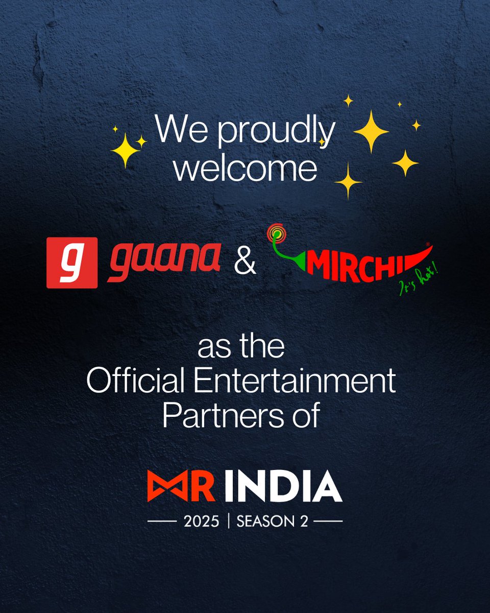 We’re thrilled to welcome <a href="/mirchiplus/">Mirchi Plus</a> and <a href="/gaana/">@gaana</a> as the official Entertainment Partners of Mr India 2025 Season 2!

Stay tuned as we amplify the journey to India’s most prestigious title.

#MrIndia2025 #MrIndia2025Season2 #MirchiPlus #Gaana #HuntForTheModernIndianMan