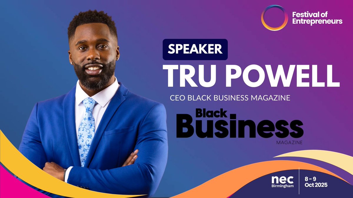 FoEntrepreneurs's tweet photo. Dr. Tru Powell, multi-award winning personal branding expert and creative entrepreneur.
๐ฅ Join us Oct 8-9 at the NEC Birmingham
๐ https://t.co/UjvKvG5pro
#FestivalOfEntrepreneurs #TruPowell #PersonalBranding #Entrepreneurship #DiversityAndInclusion #Empowerment #Inspiration https://t.co/NDjWlbd4BZ
