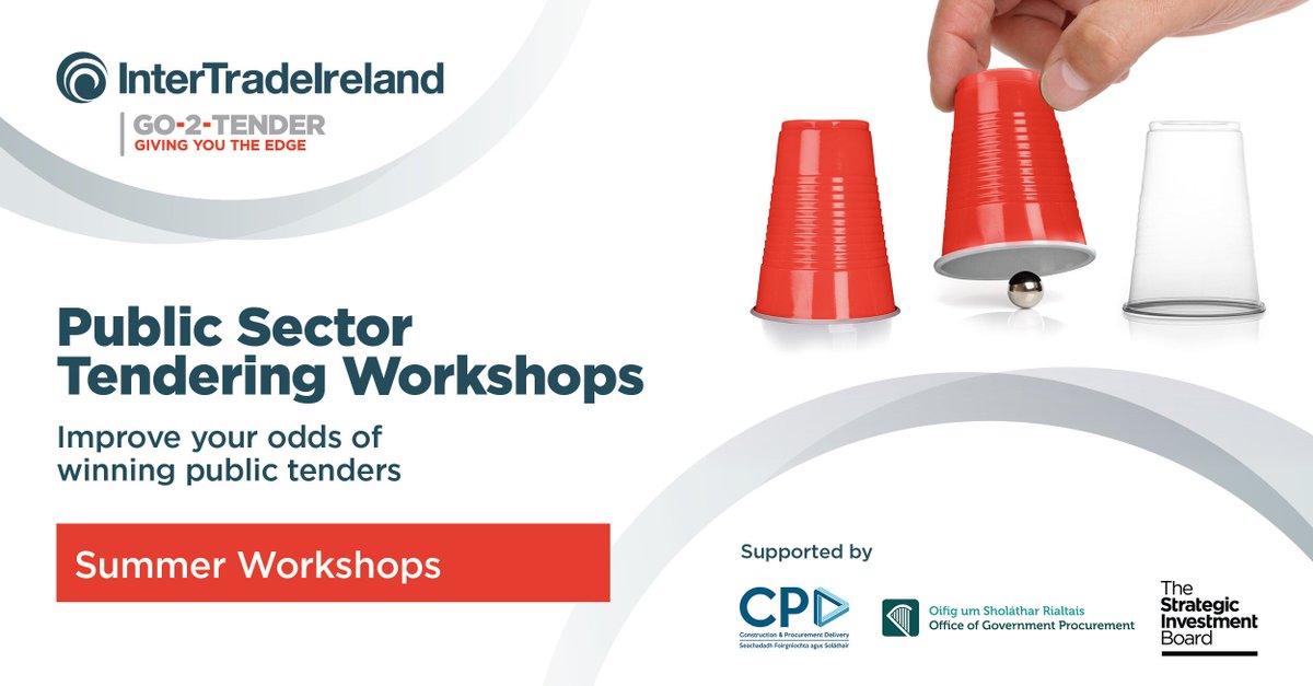 ⏳ One week to go 

Our Go-2-Tender programme equips you with the knowledge and skills to win public sector tenders in your jurisdiction as well as cross-border. 
 
Our next workshop takes place on the 3rd and 5th of June.

Don’t miss out, apply today 👉eu1.hubs.ly/H0jCwHL0