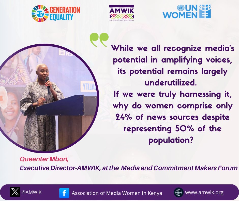 Association of Media Women in Kenya (@amwik) on Twitter photo "Countless incredible initiatives and efforts of gender equality advocates often go unnoticed or are reported in a way that lacks balance or gender sensitivity. Our aim is to move beyond intermittent coverage to sustained, impactful storytelling." - <a href="/QueenterMbori/">Queenter Mbori</a> , ED. "Countless incredible initiatives and efforts of gender equality advocates often go unnoticed or are reported in a way that lacks balance or gender sensitivity. Our aim is to move beyond intermittent coverage to sustained, impactful storytelling." - <a href="/QueenterMbori/">Queenter Mbori</a> , ED.