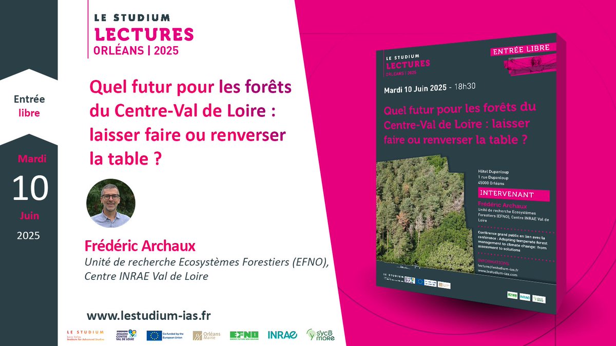 [LE STUDIUM Lecture]

Quel futur pour les forêts du Centre-Val de Loire : laisser faire ou renverser la table ?

📆Mardi 10 juin à 18h30
📍Hôtel Dupanloup – Orléans
⏳Environ 1 heure

👉 Plus d'informations : urls.fr/JzLDJ9

<a href="/RCValdeLoire/">Région Centre-Val de Loire</a> <a href="/INRAE_France/">INRAE</a>