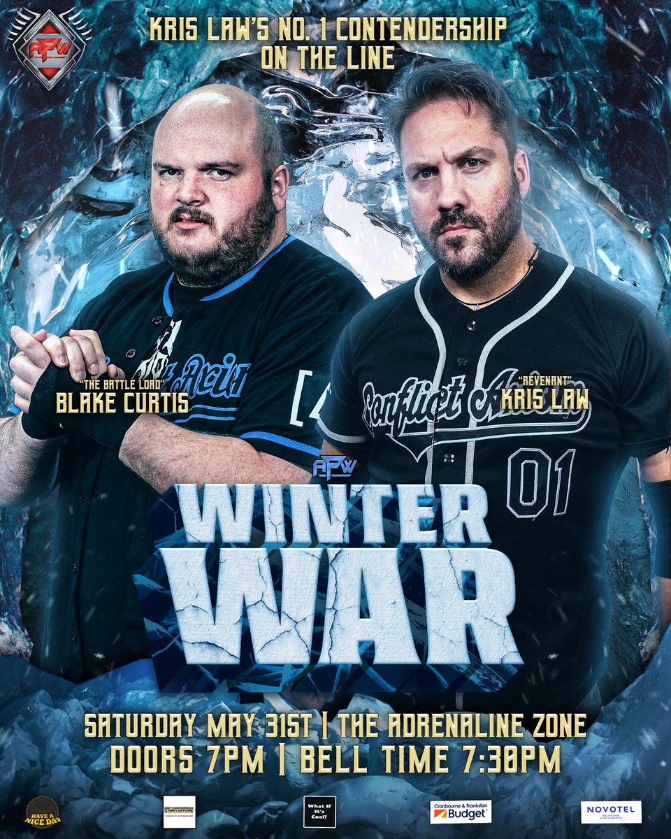 The Conflict Axiom civil war continues heating up - at #WinterWar, <a href="/TheBlakeCurtis/">Blake Curtis</a> looks to take Kris Law's golden opportunity at the APW World Heavyweight Championship.

Can Law hold onto his shot at the gold?!

STANDING ROOM ONLY 🎟 events.humanitix.com/apw-presents-w…