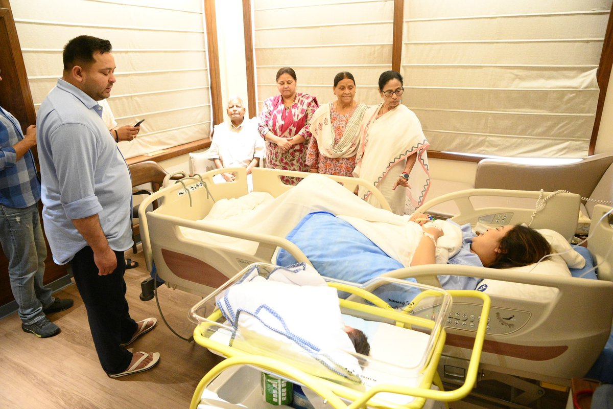 Delighted to share in the joy of Tejashwi Yadav and Rajshri Yadav as they welcome a beautiful baby boy. My warmest wishes and heartfelt blessings to them, to Lalu Ji, and to the entire family. It was a pleasure to meet them today. Seeing both mother and child in good health