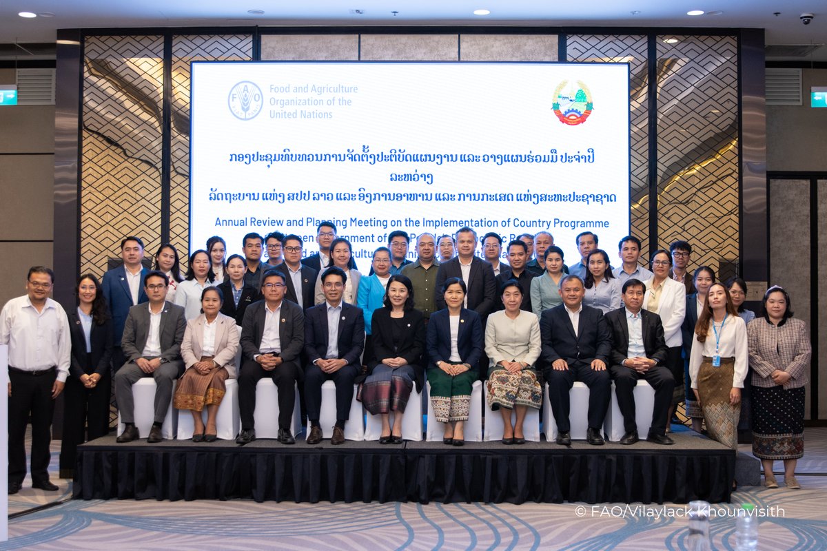 FAOLaoPDR's tweet image. Kick off Annual Review & Planning Mtg for 7th Country Programme! Assessing 2024 progress & strategizing for 2025-26. Deputy Minister emphasizes progress, FAO Rep reaffirms commitment to sustainable agriculture. Strong partnership for food security!
fao.org/lao-people-dem…
