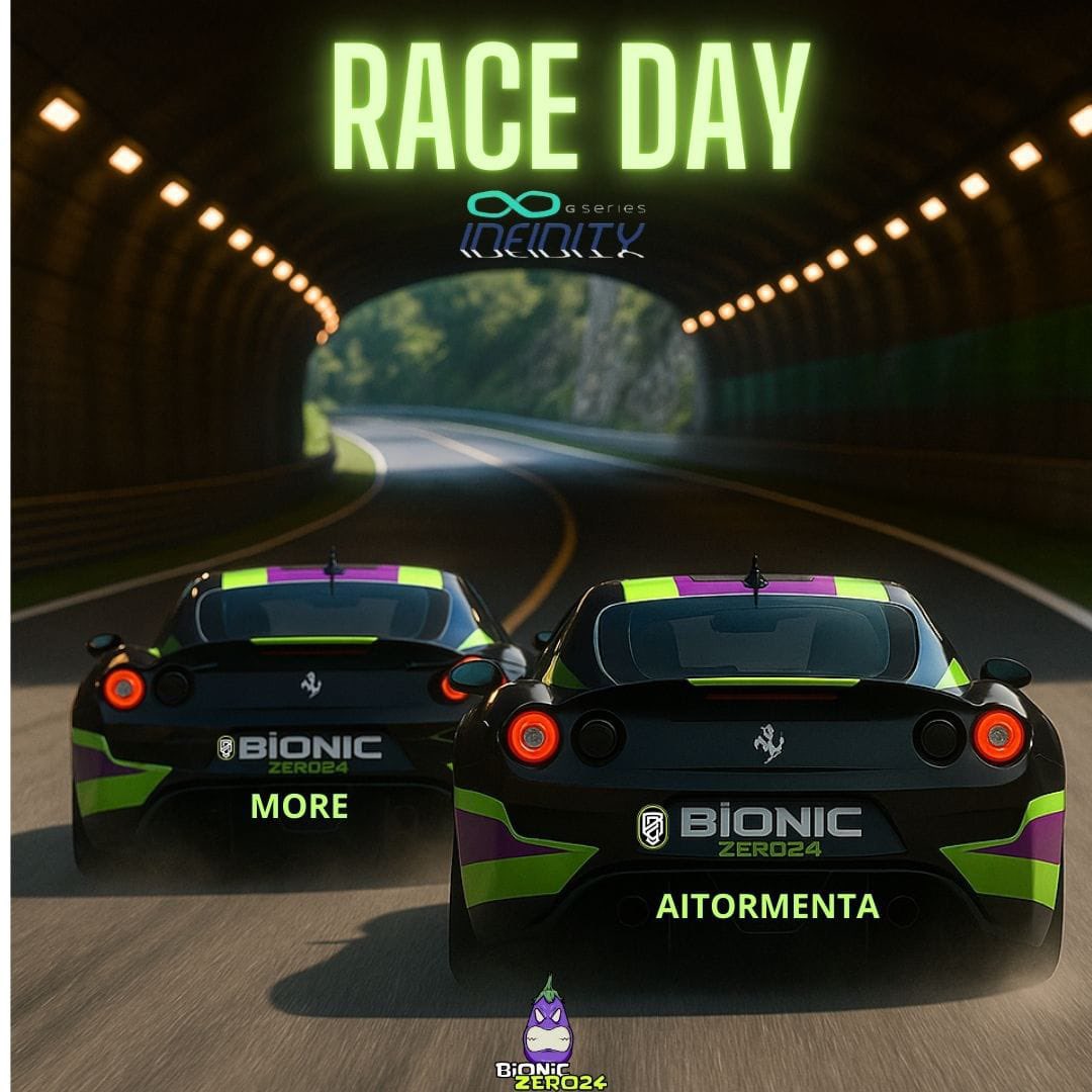 BIONIC Zero 24 (@bioniczero24) on Twitter photo 🏁 RACE DAY 🏁
Llegamos a la última ronda de la fase regular de las <a href="/InfinityGSeries/">Infinity GSeries</a> con muchas ganas de hacerlo bien para cerrar la fase.
Pilotos: <a href="/BZ24_MoRe_/">_MoReNOoO_</a> y <a href="/BZ24_Aitormenta/">Aitor Ruiz Rodriguez</a>
🚗 430 Scuderia
⏰ 22:00h
Podéis seguirlo en el canal de YT: <a href="/Mach25Gaming/">Mach25 Gaming</a>
#GOBZ24 🏁 RACE DAY 🏁
Llegamos a la última ronda de la fase regular de las <a href="/InfinityGSeries/">Infinity GSeries</a> con muchas ganas de hacerlo bien para cerrar la fase.
Pilotos: <a href="/BZ24_MoRe_/">_MoReNOoO_</a> y <a href="/BZ24_Aitormenta/">Aitor Ruiz Rodriguez</a>
🚗 430 Scuderia
⏰ 22:00h
Podéis seguirlo en el canal de YT: <a href="/Mach25Gaming/">Mach25 Gaming</a>
#GOBZ24