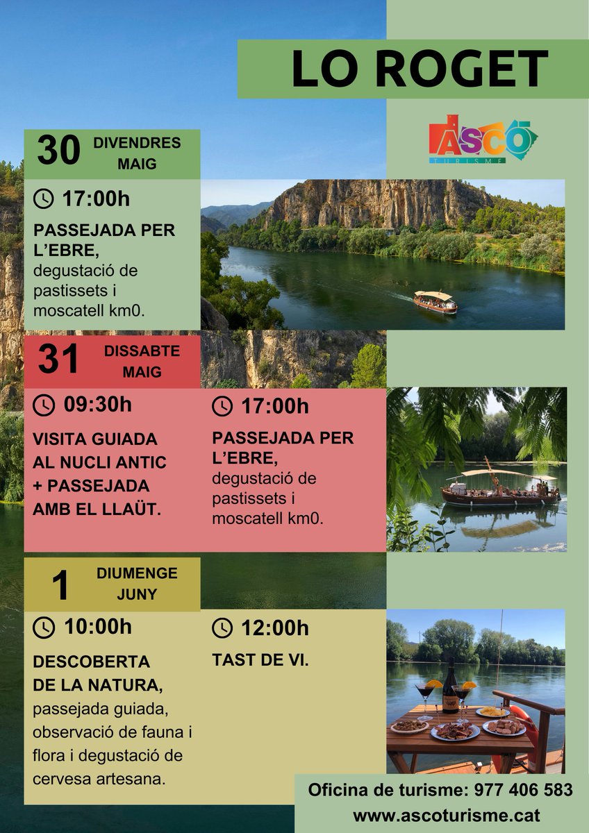 ☀️ El mes de juny ja ens espera amb dies ben assolellats que anuncien, a poc a poc, l'arribada de l'estiu.

I quina millor manera de gaudir d'aquest bon temps que navegant per l'#Ebre a bord del llaüt tradicional #LoRoget? ⛵

🎟️ Reserves: equipaments.asco.cat/events

#terresdelebre