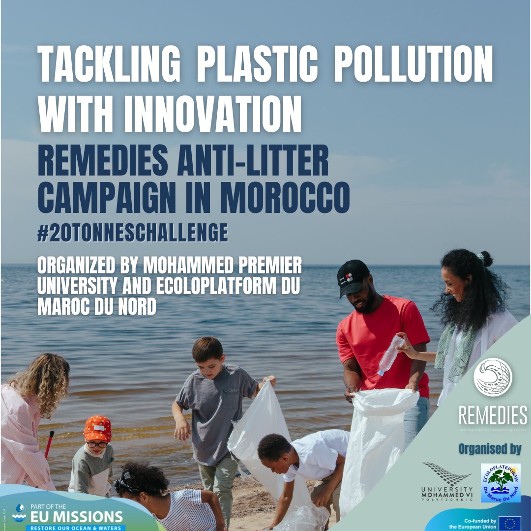 🌊Join the REMEDIES Anti-Litter Campaign in Morocco! 

 Don’t miss:
SDEWES Africa 2025 (27–30 May, Oujda-Saidia) – See the tech in action!
PLASTIC FANTASTIC Webinar (27 July) – Learn plastic ID techniques!
Beach Clean-Ups – Join the #20TonnesChallenge! 

 remedies-for-ocean.eu