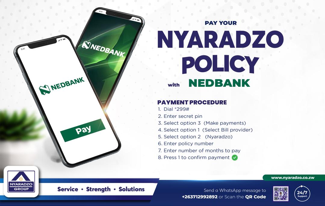 Nyaradzo_Group's tweet photo. Dial *299# to pay your Nyaradzo policy using Nedbank. Quick, simple, and secure! 

#ServiceStrengthSolutions
#SahwiraMukuru
#UmnganeOmkhulu - with @NedbankZimbabwe https://t.co/iiKCcAxhFZ