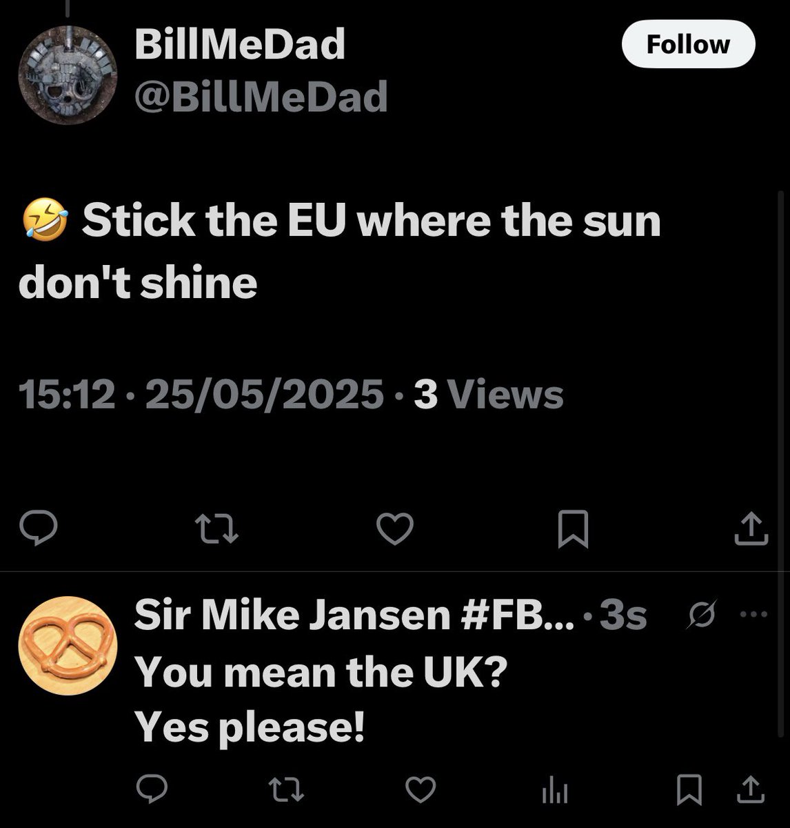I’ve never retweeted myself but I must say I’m rather proud of this reply!