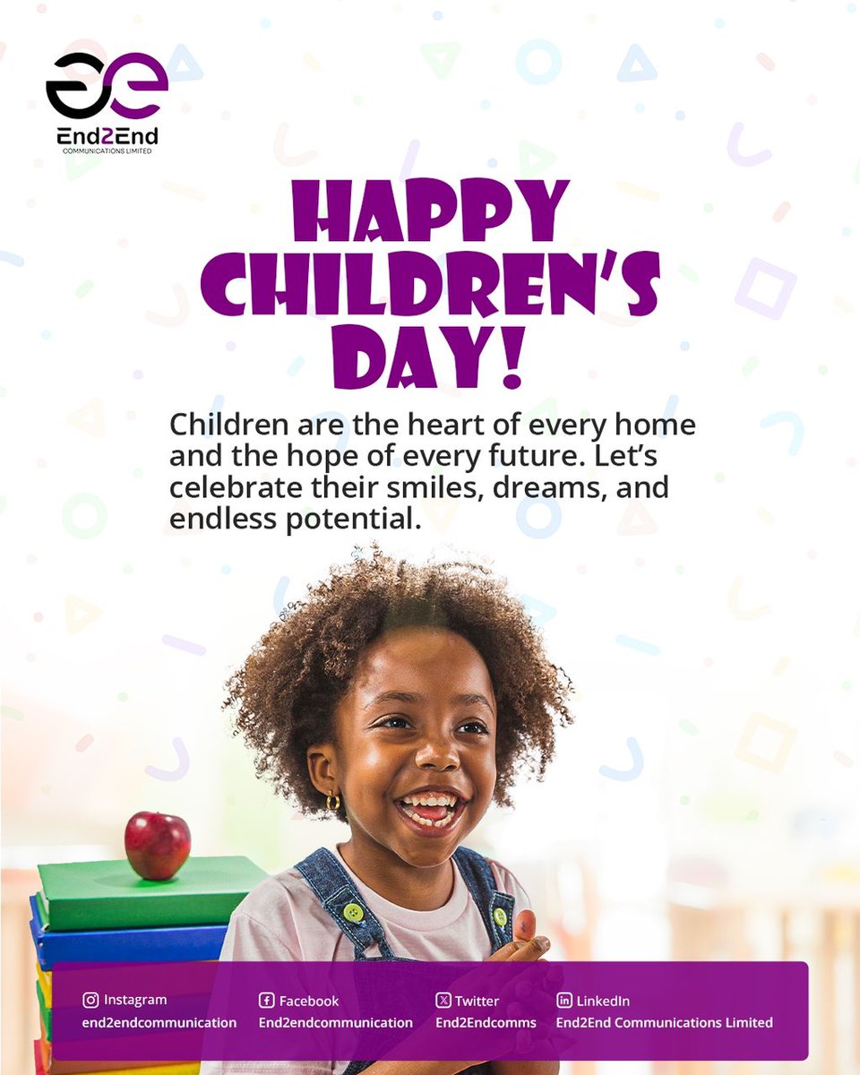 End2Endcomms's tweet image. Happy Children&apos;s Day. 

#End2endcommuincations #Childrendsday2025