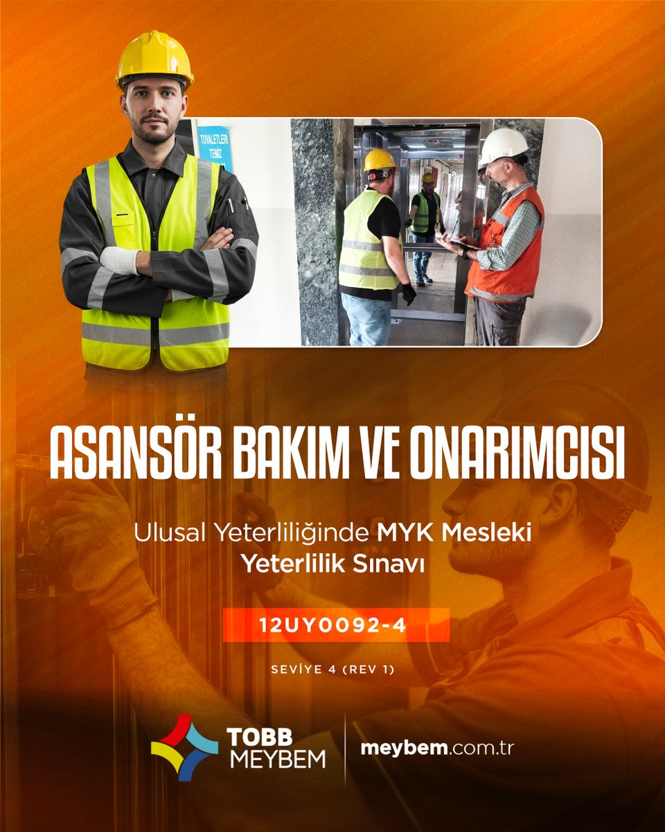 🛠️ Asansör Bakım ve Onarımcısı MYK Mesleki Yeterlilik Sınavı, MEYBEM Ankara merkezimizde başarıyla tamamlandı!
🔧 Sınav sürecine katılan adaylarımızı tebrik ediyor, belgeleriyle birlikte kariyerlerinde başarılar diliyoruz.

📍 Detaylı bilgi için: meybem.com.tr