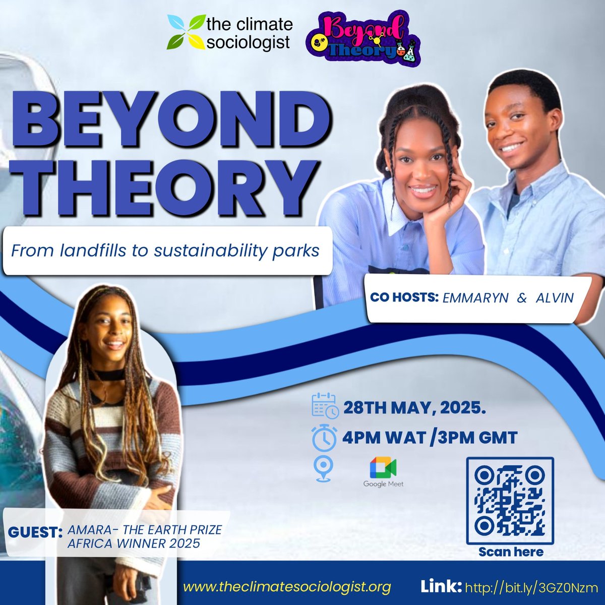 Adigao Alvin Wenia (@alvinadigao) on Twitter photo I'm excited to be moderating a powerful and inspiring session with <a href="/End_ryn/">Emmaryn⚖️🌴</a> through <a href="/TheClimateSoc/">The Climate Sociologist</a>'s
Beyond Theory.
We'll dive into real, youth-led climate solutions with Earth Prize Winner, Amara.
28th May | 3PM GMT
Google Meet: bit.ly/3GZ0Nzm I'm excited to be moderating a powerful and inspiring session with <a href="/End_ryn/">Emmaryn⚖️🌴</a> through <a href="/TheClimateSoc/">The Climate Sociologist</a>'s
Beyond Theory.
We'll dive into real, youth-led climate solutions with Earth Prize Winner, Amara.
28th May | 3PM GMT
Google Meet: bit.ly/3GZ0Nzm