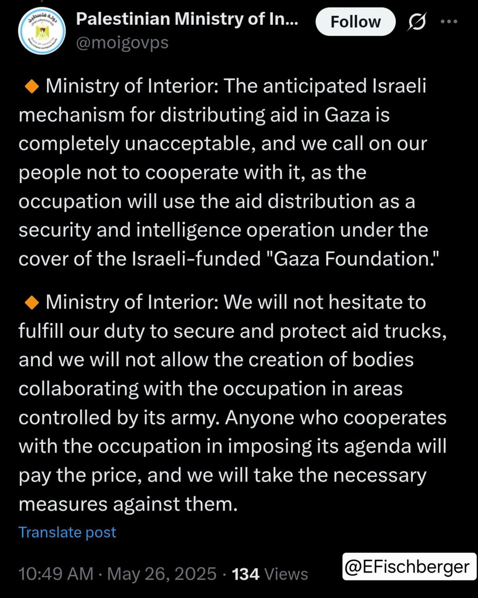aryeshalicar's tweet image. DAS sollte auf ALLEN KANÄLEN berichtet werden.
Während Israel unter Druck gesetzt wird humanitäre Hilfe nach #Gaza zu lassen, droht das Terrorregime der #Hamas der eigenen Bevölkerung mit “Konsequenzen”, wenn sie die Hilfe annehmen.
Seit dem 7. Oktober 23 und bis heute ist einzig…