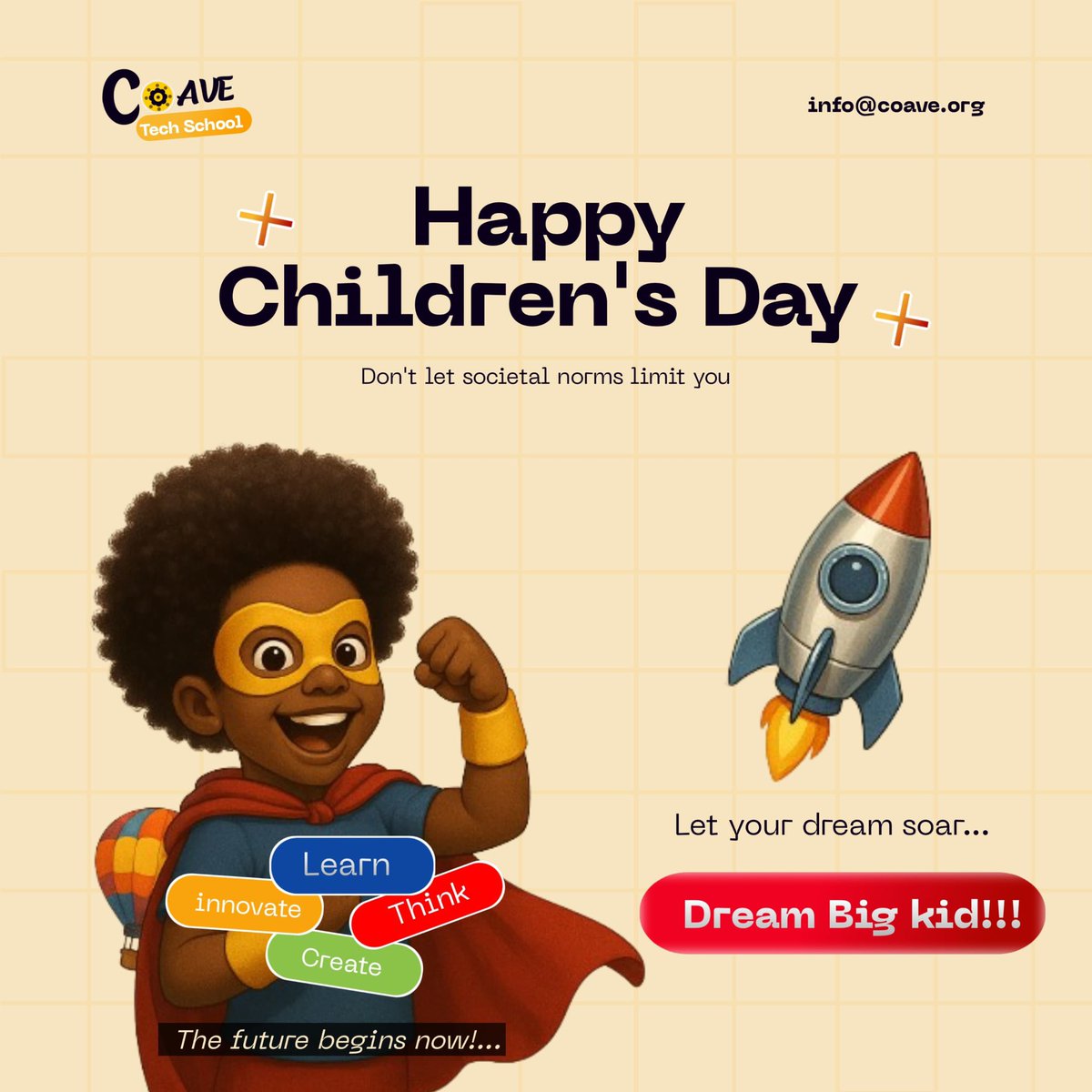 CoaveTech's tweet image. Today, we celebrate the bright minds shaping tomorrow.
At Coave Tech School, we don’t just teach tech, we nurture curiosity, creativity, and confidence in every child.
Happy Children’s Day to the young innovators, dreamers, and future changemakers.
#coave #coavetech #Childrensday