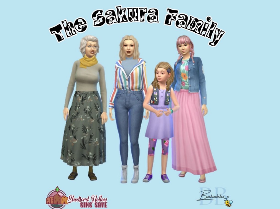 beckieebabee_x's tweet photo. Introducing the Sakura family
I created this family for @cariocasimmer build for the @ShedfordHollow file #11 of Snowy Escapes.
Below in a thread I’ll share them all & the save file link
Poses: Katverse & helgatisha
#sims4 #sims4cas #createasim #showusyoursims https://t.co/XdarpWyUDx